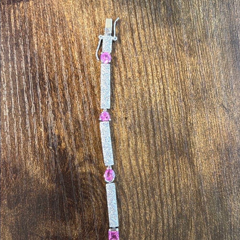 Elegant Pink and Silver Bracelet